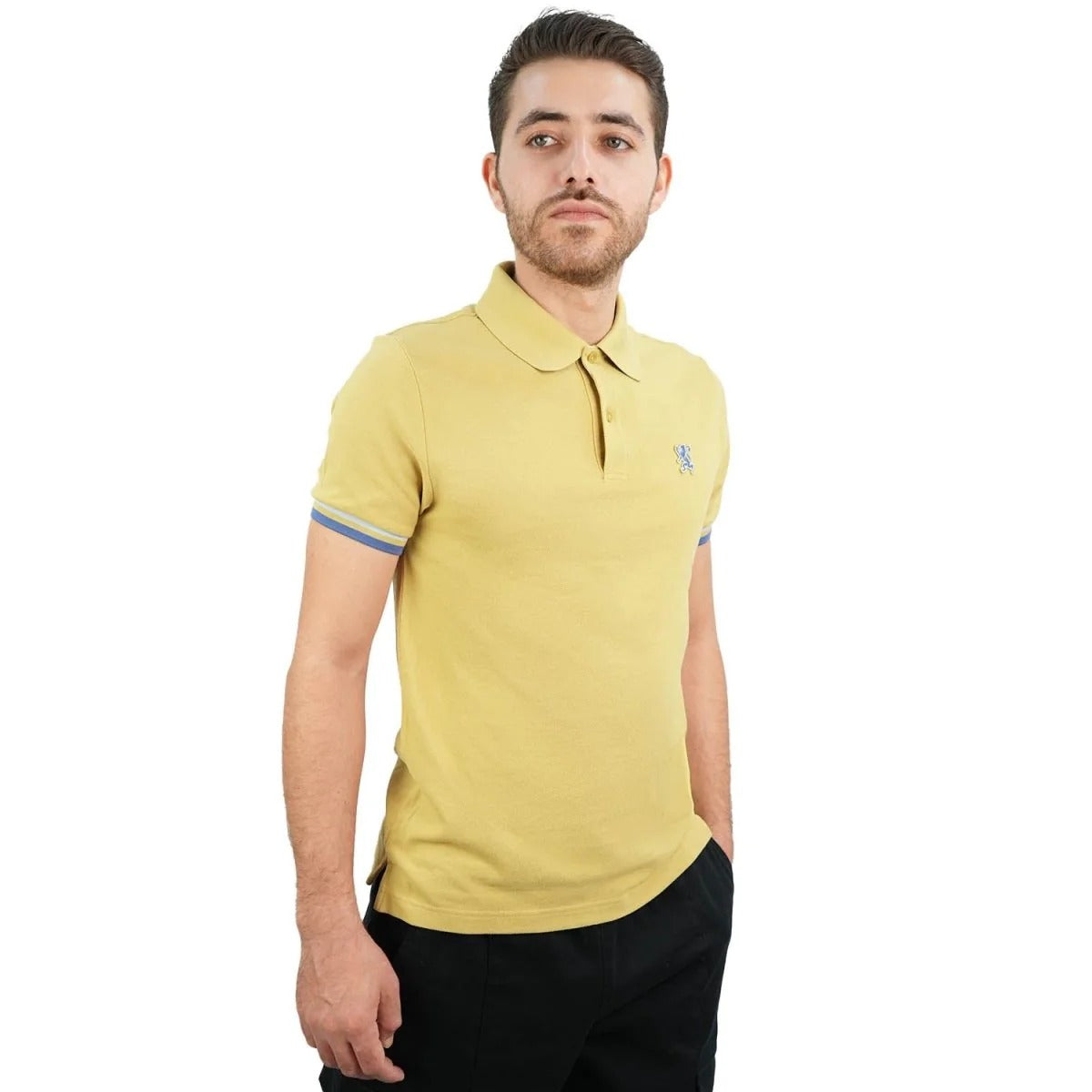 Cotton Pique Flat Knitted Collar Short Sleeve Slim Embroidery Solid Polo