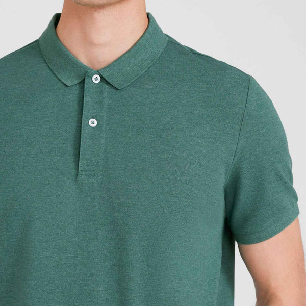 Cotton/Lycra Pique Knitted Collar Short Sleeve Tapered Solid Polo