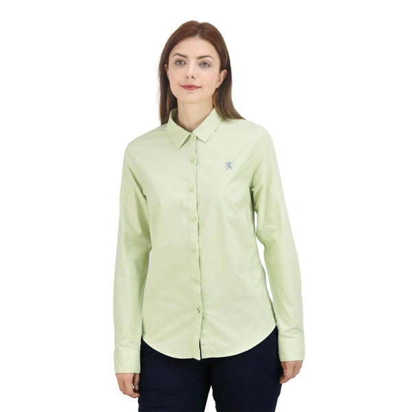 Women Cotton/Lycra Oxford Collar Long Sleeve New Slim Embroidery Shirt