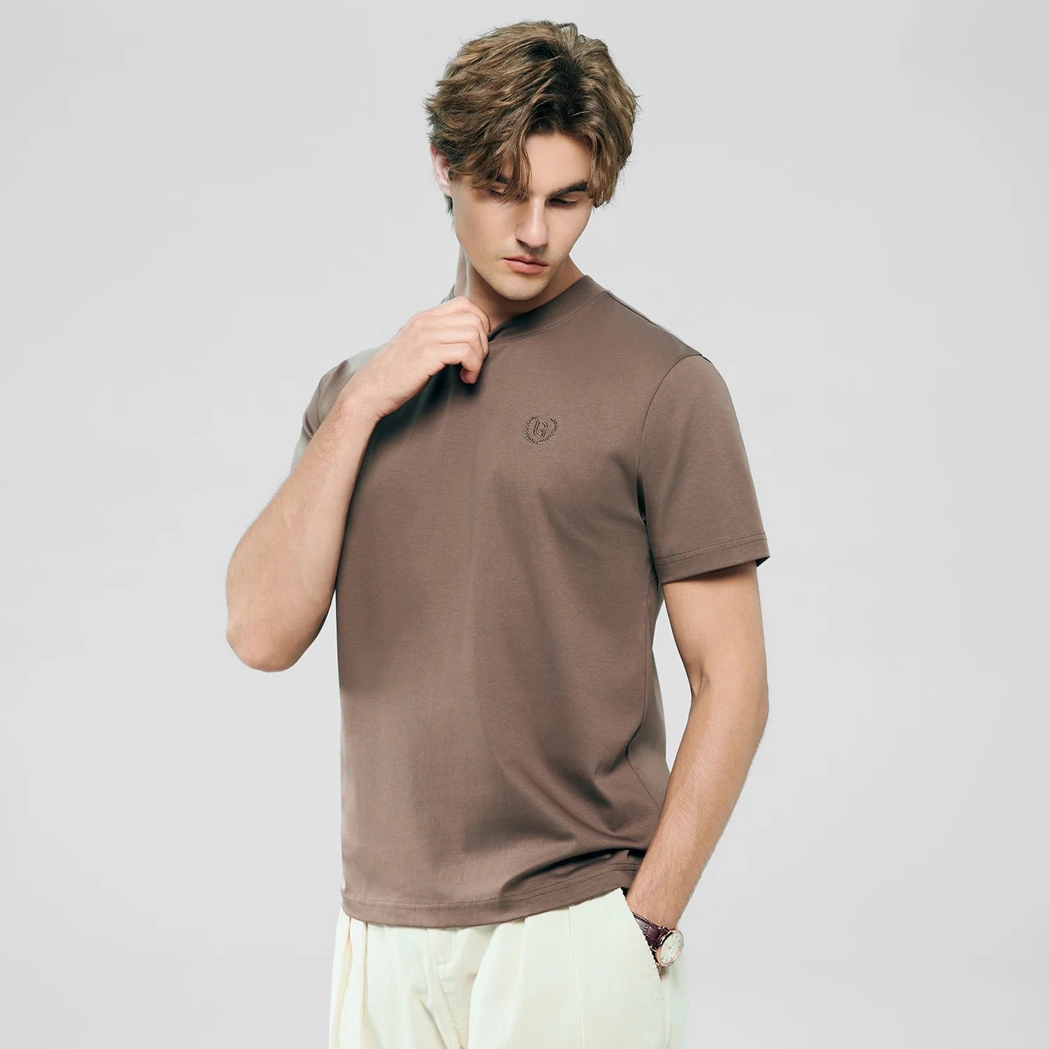 Men's Slim Fit Liquid Touch Cotton Crew Neck Tee (feel the difference)