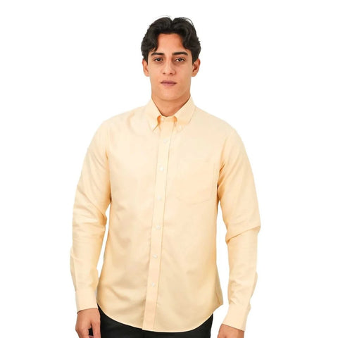 Cotton Oxford Flannel Long Sleeve Regular Wrinkle Free Shirt (Premium)