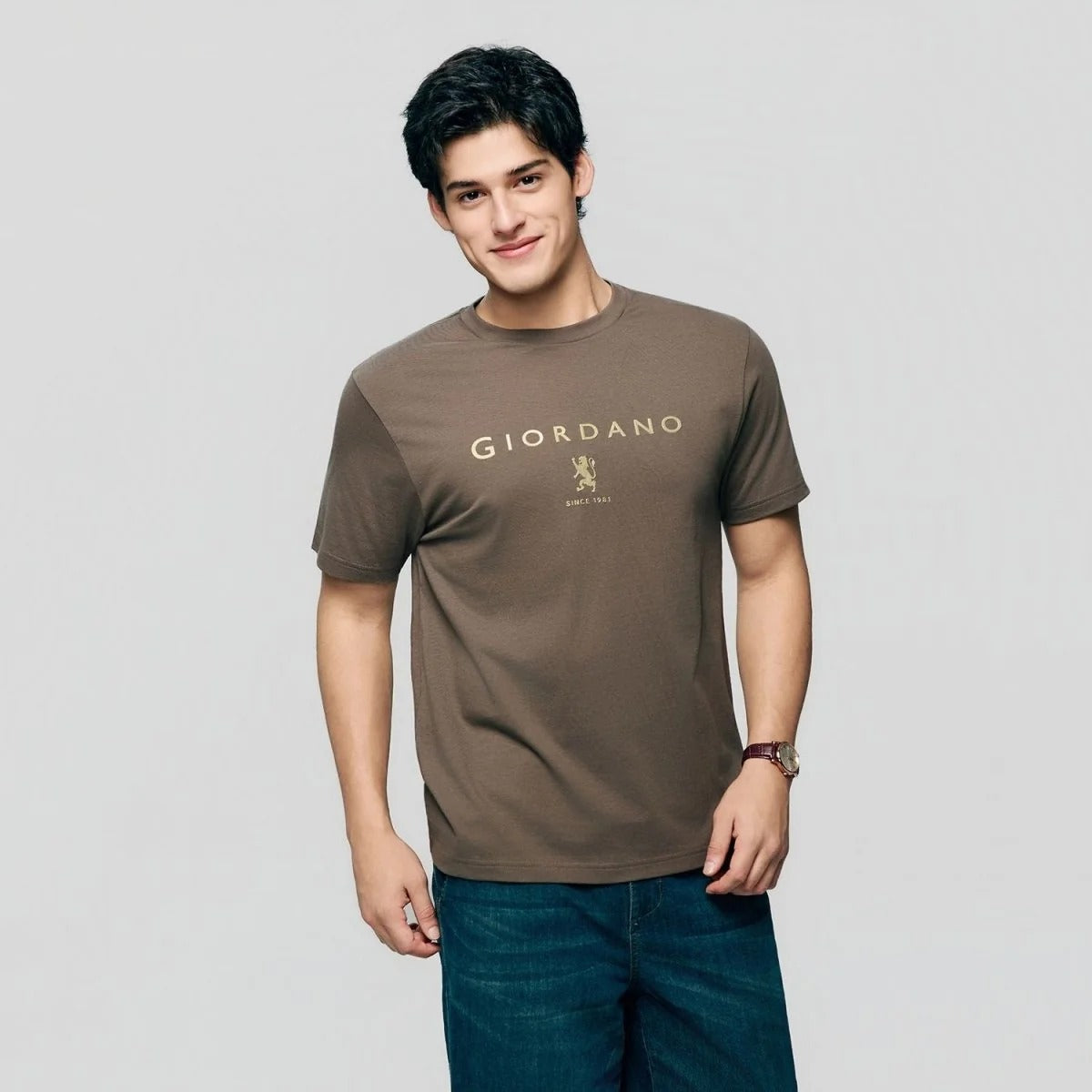 Men's Slim Cotton Crew Neck Signature Print Tee