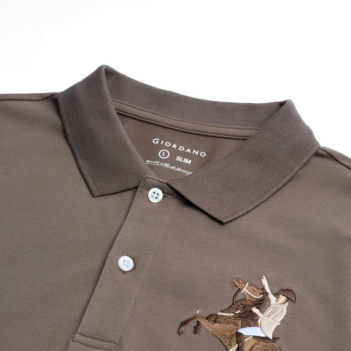 Men's Slim Fit Napoleon Embroidery Lycra Pique Polo