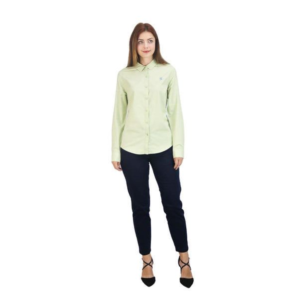 Women Cotton/Lycra Oxford Collar Long Sleeve New Slim Embroidery Shirt