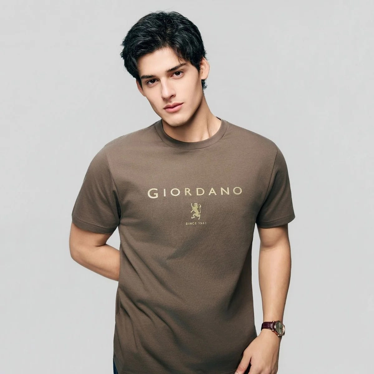 Men's Slim Cotton Crew Neck Signature Print Tee
