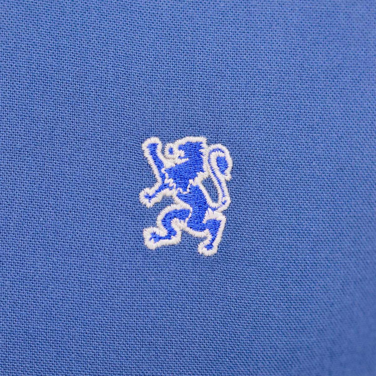 قميص قطني أكسفورد بأكمام طويلة وقصة ضيقة مطرزة، قابل للغسل