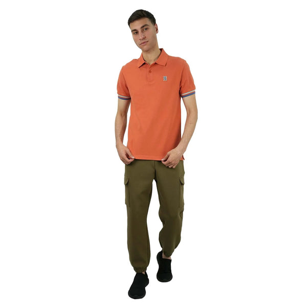 Cotton Pique Flat Knitted Collar Short Sleeve Slim Embroidery Solid Polo