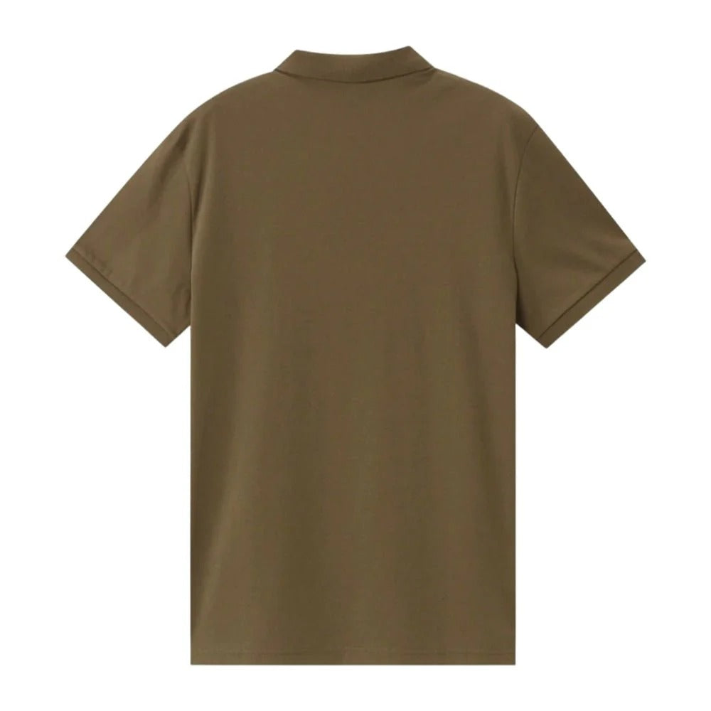 Cotton Interlock Flat Knitted Collar Short Sleeve Slim Embroidery Solid Polo (Liquid Touch)