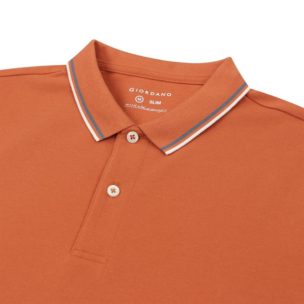 Cotton/Lycra Pique Flat Knitted Collar Short Sleeve Slim Solid Polo
