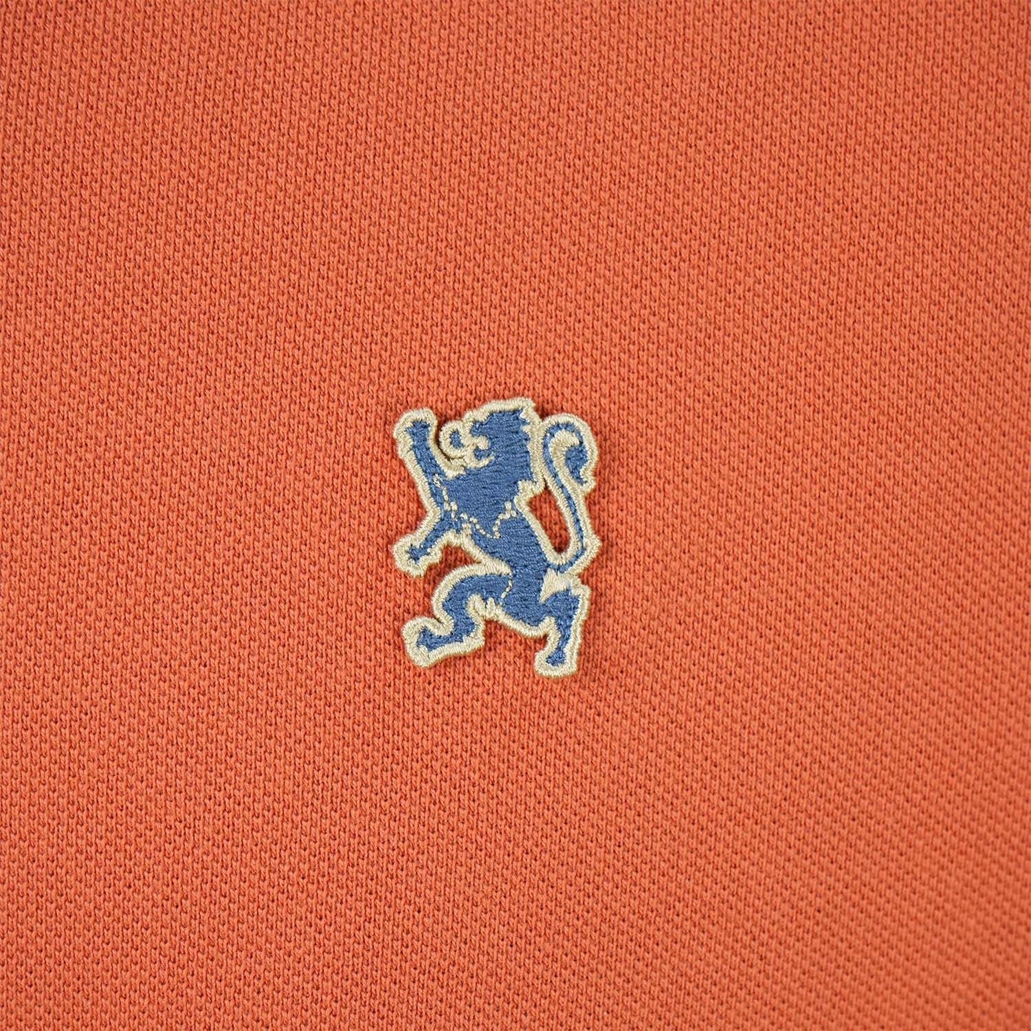 قميص بولو قطني بيكيه بياقة محبوكة مسطحة وأكمام قصيرة وقصة ضيقة مطرزة بلون سادة