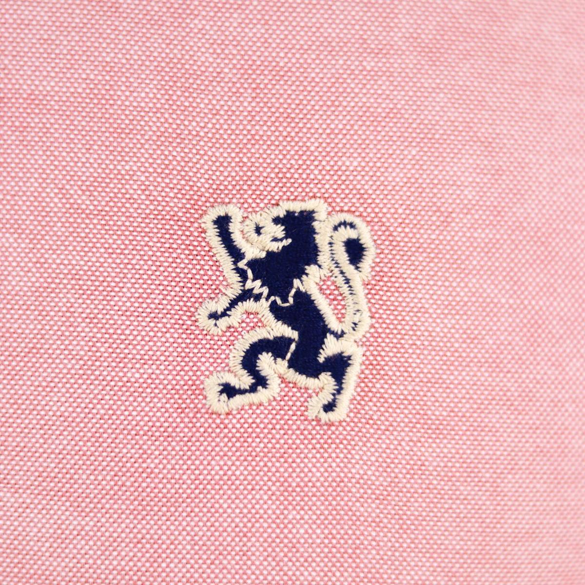 قميص قطني أكسفورد بأكمام طويلة وقصة ضيقة مطرزة، قابل للغسل