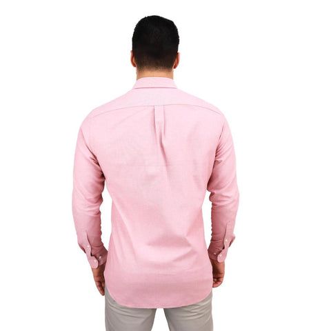 Cotton Oxford Long Sleeve Slim Embroidery Garment Wash Shirt