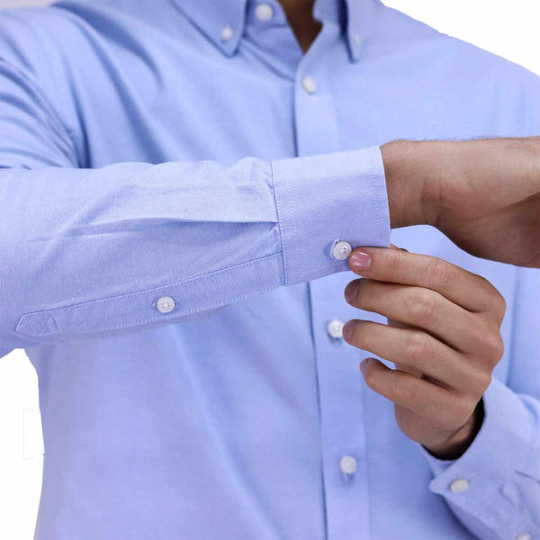 Cotton Oxford Long Sleeve Slim Embroidery Garment Wash Shirt