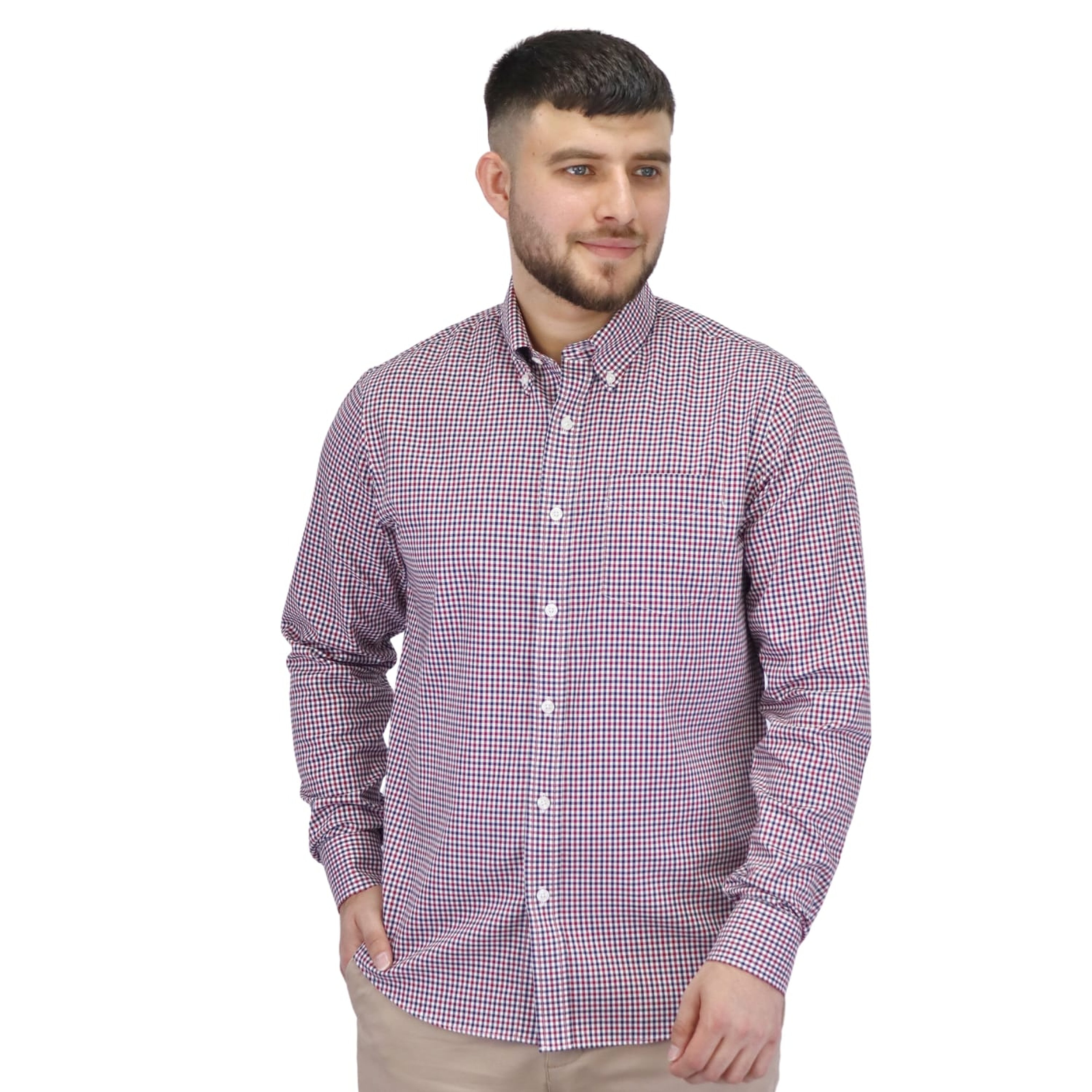 Cotton Wrinkle Free Long Sleeve Regular Button Front Garment Wash Shirt