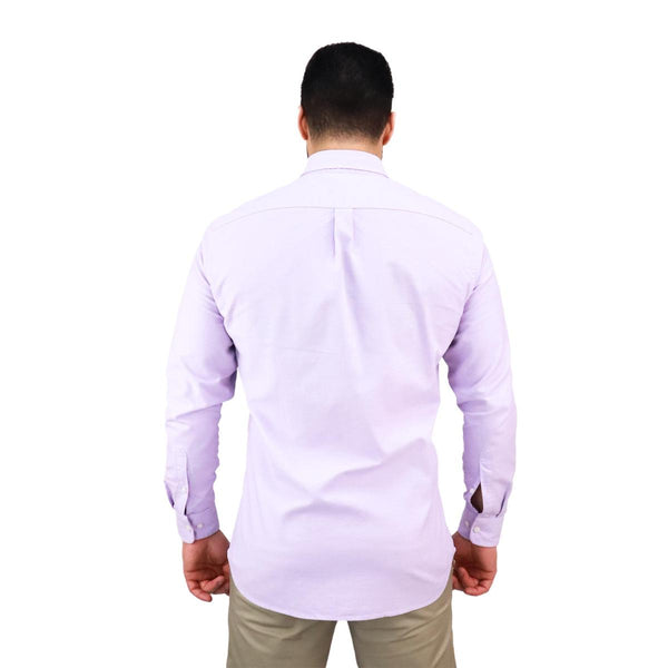 Cotton Oxford Long Sleeve Slim Embroidery Garment Wash Shirt