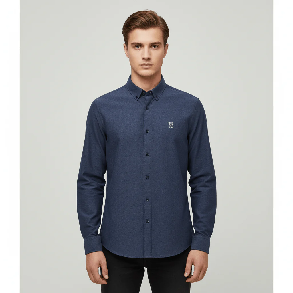 قميص أكسفورد رجالي بنقشة الأسد