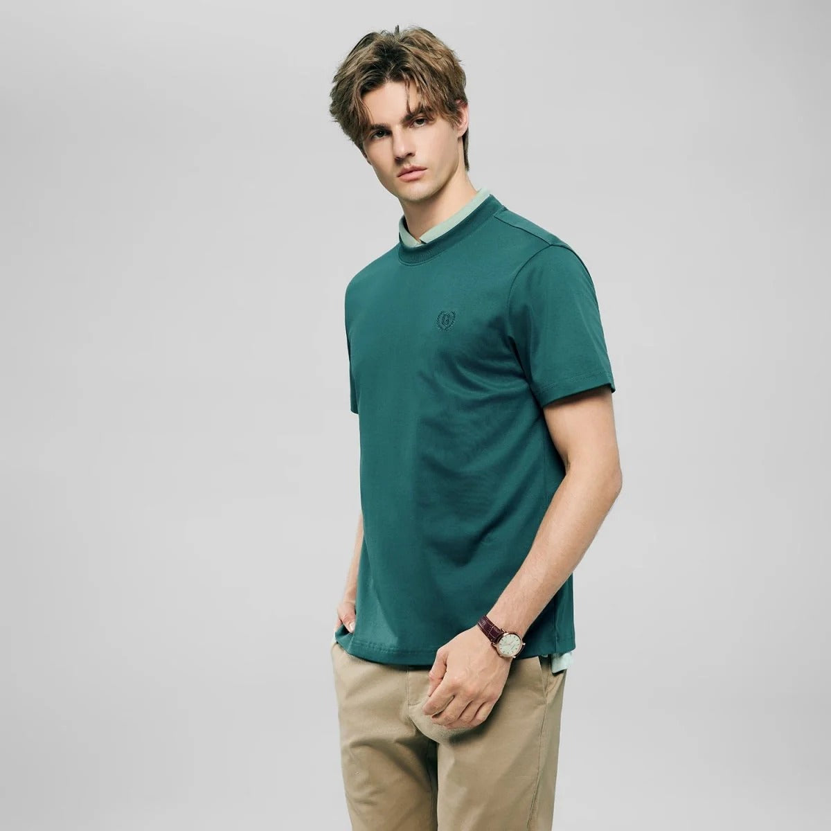 Men's Slim Fit Liquid Touch Cotton Crew Neck Tee (feel the difference)