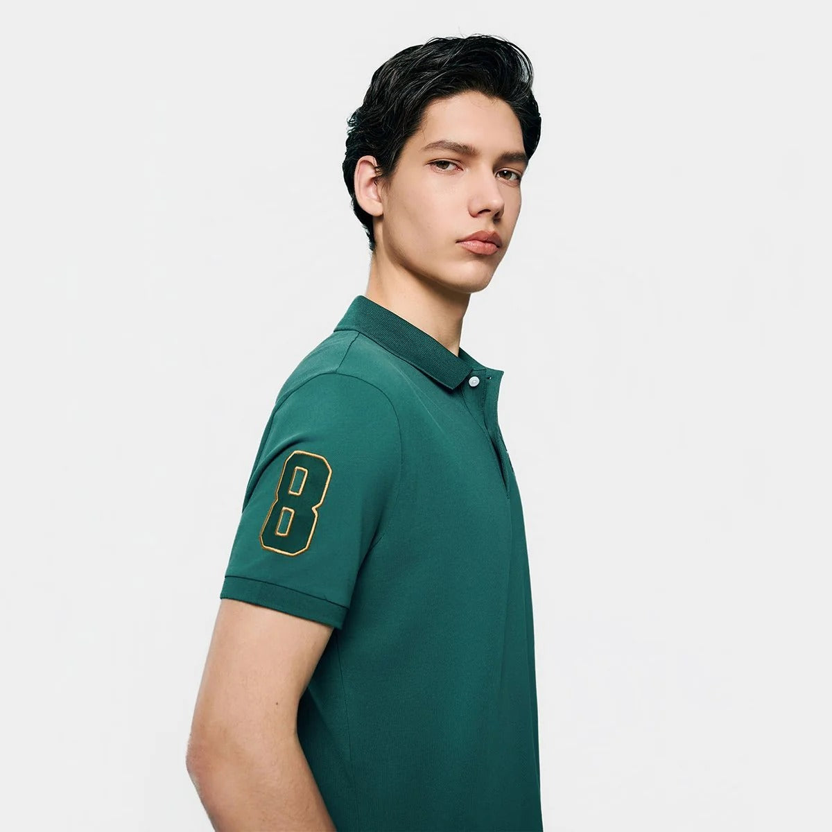 Men's Slim Fit Napoleon Embroidery Lycra Pique Polo