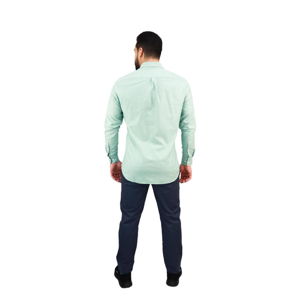 Cotton Oxford Long Sleeve Slim Embroidery Garment Wash Shirt