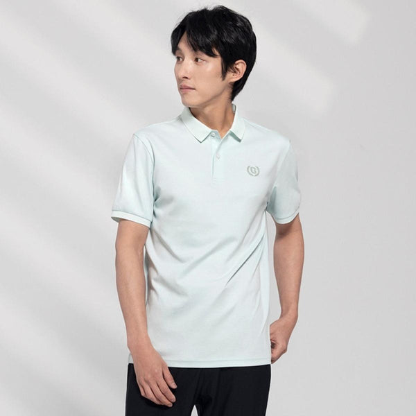 Cotton Interlock Flat Knitted Collar Short Sleeve Slim Embroidery Solid Polo (Liquid Touch)