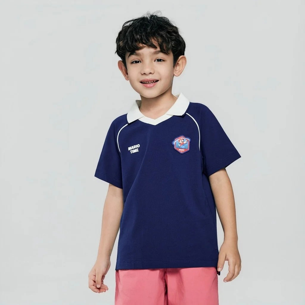 Kids Slim Cotton Lycra Mario Limited Polo