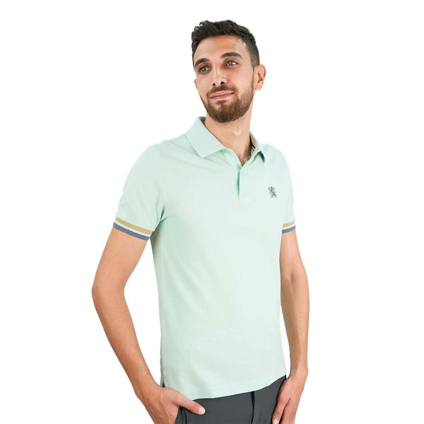Cotton Pique Flat Knitted Collar Short Sleeve Slim Embroidery Solid Polo