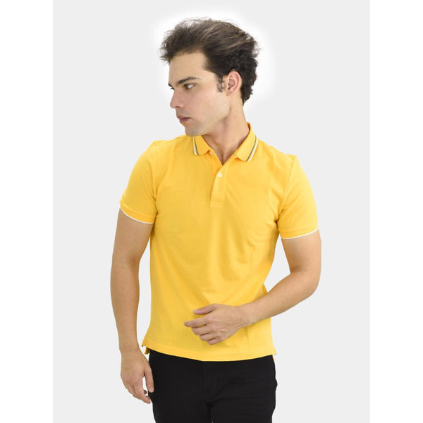 Cotton/Lycra Pique Knitted Collar Short Sleeve Tapered Solid Polo