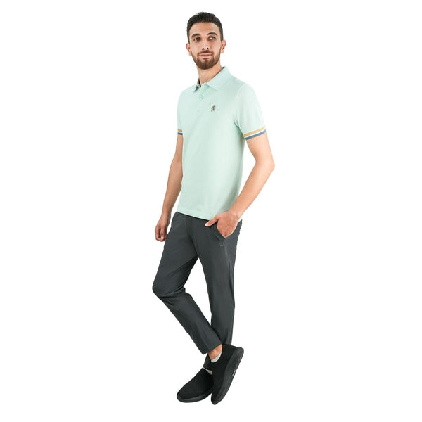 Cotton Pique Flat Knitted Collar Short Sleeve Slim Embroidery Solid Polo