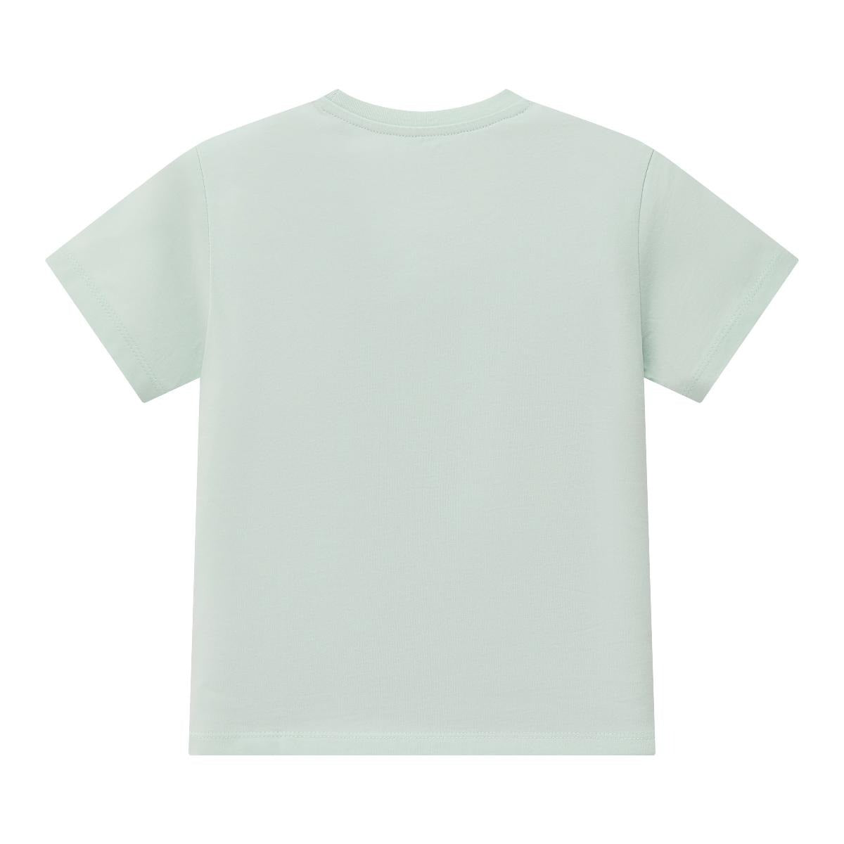 تيشيرت قطني جيرسي بأكمام قصيرة ورقبة دائرية وطبعة عادية (للصغار)