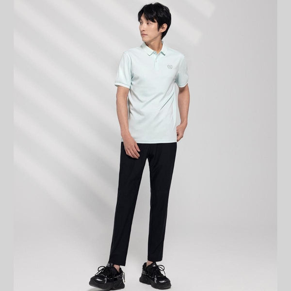 Cotton Interlock Flat Knitted Collar Short Sleeve Slim Embroidery Solid Polo (Liquid Touch)