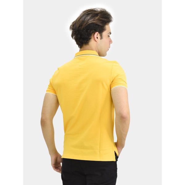 Cotton/Lycra Pique Knitted Collar Short Sleeve Tapered Solid Polo