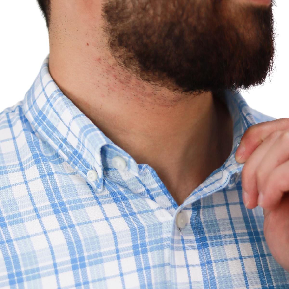 قميص قطني أكسفورد بأكمام طويلة وقصة ضيقة مطرزة، قابل للغسل