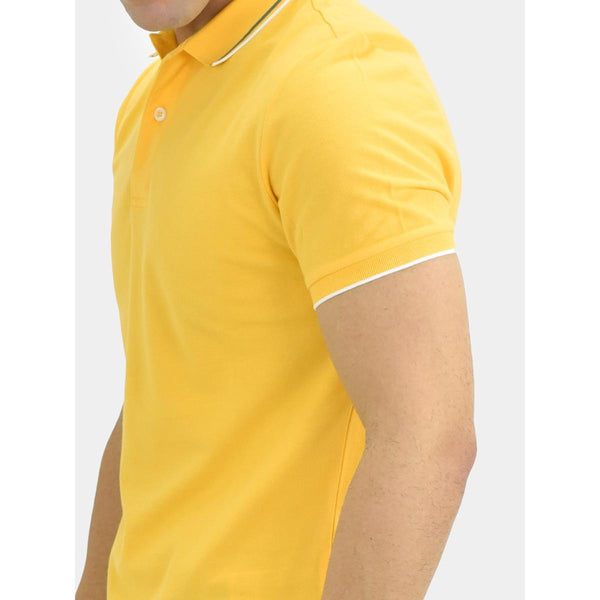 Cotton/Lycra Pique Knitted Collar Short Sleeve Tapered Solid Polo