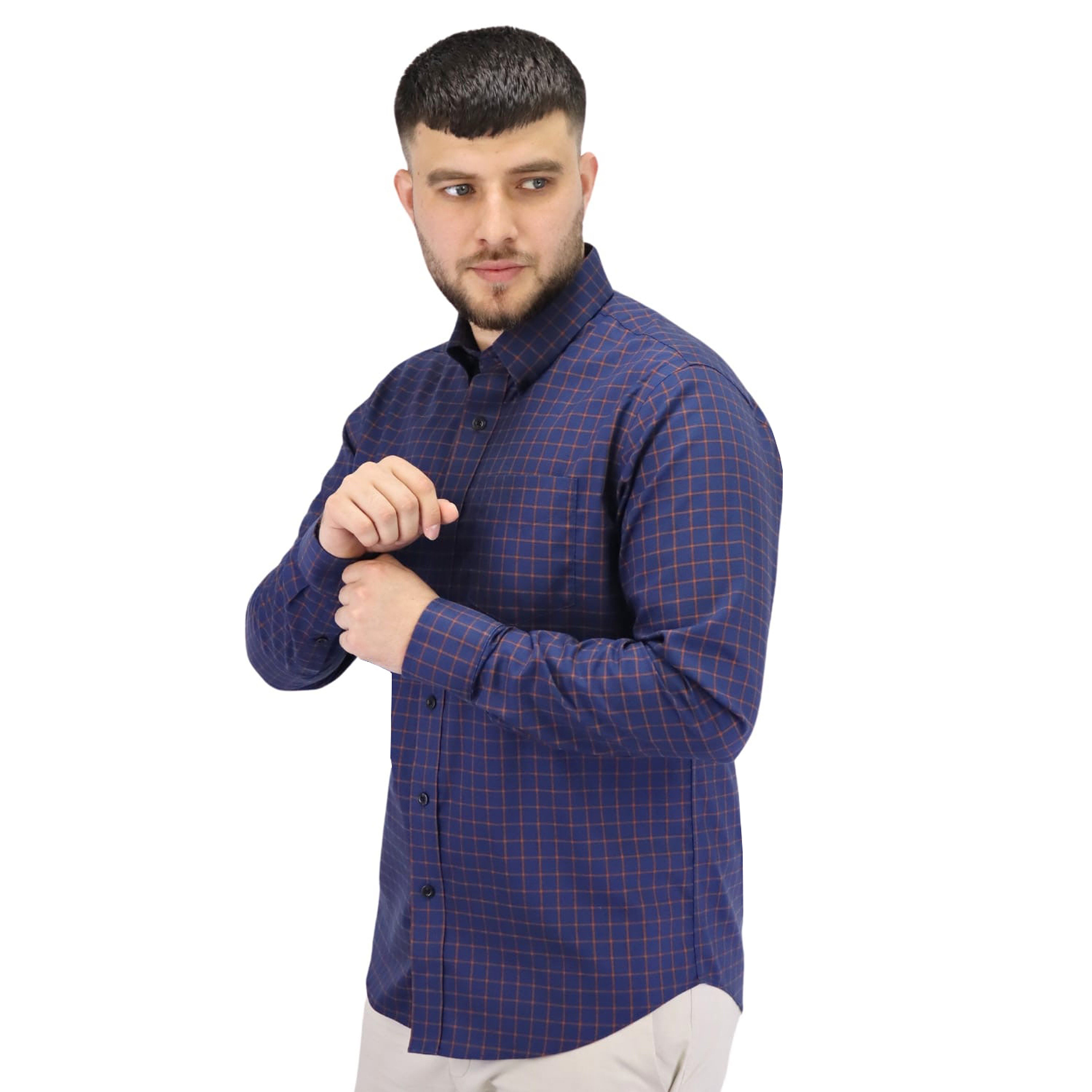 Cotton Wrinkle Free Long Sleeve Regular Button Front Garment Wash Shirt