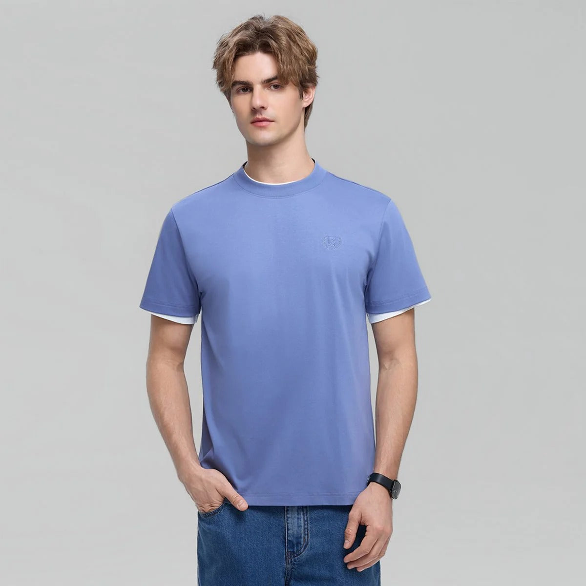 Men's Slim Fit Liquid Touch Cotton Crew Neck Tee (feel the difference)