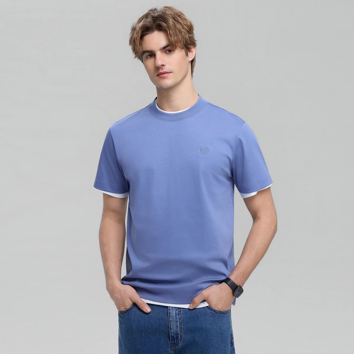 Men's Slim Fit Liquid Touch Cotton Crew Neck Tee (feel the difference)