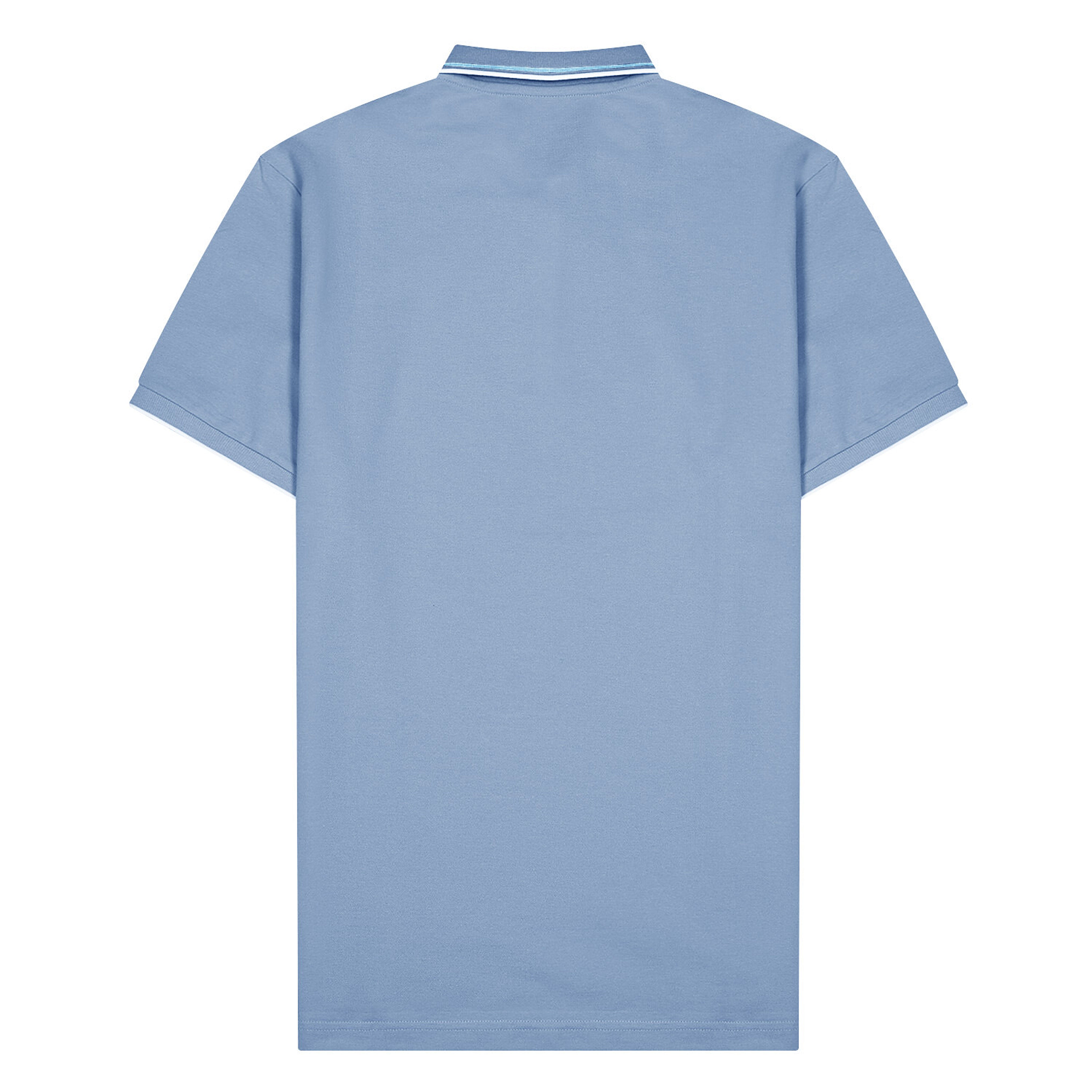 قميص بولو قطني/ليكرا بيكيه بياقة محبوكة وأكمام قصيرة وقصة ضيقة بلون موحد