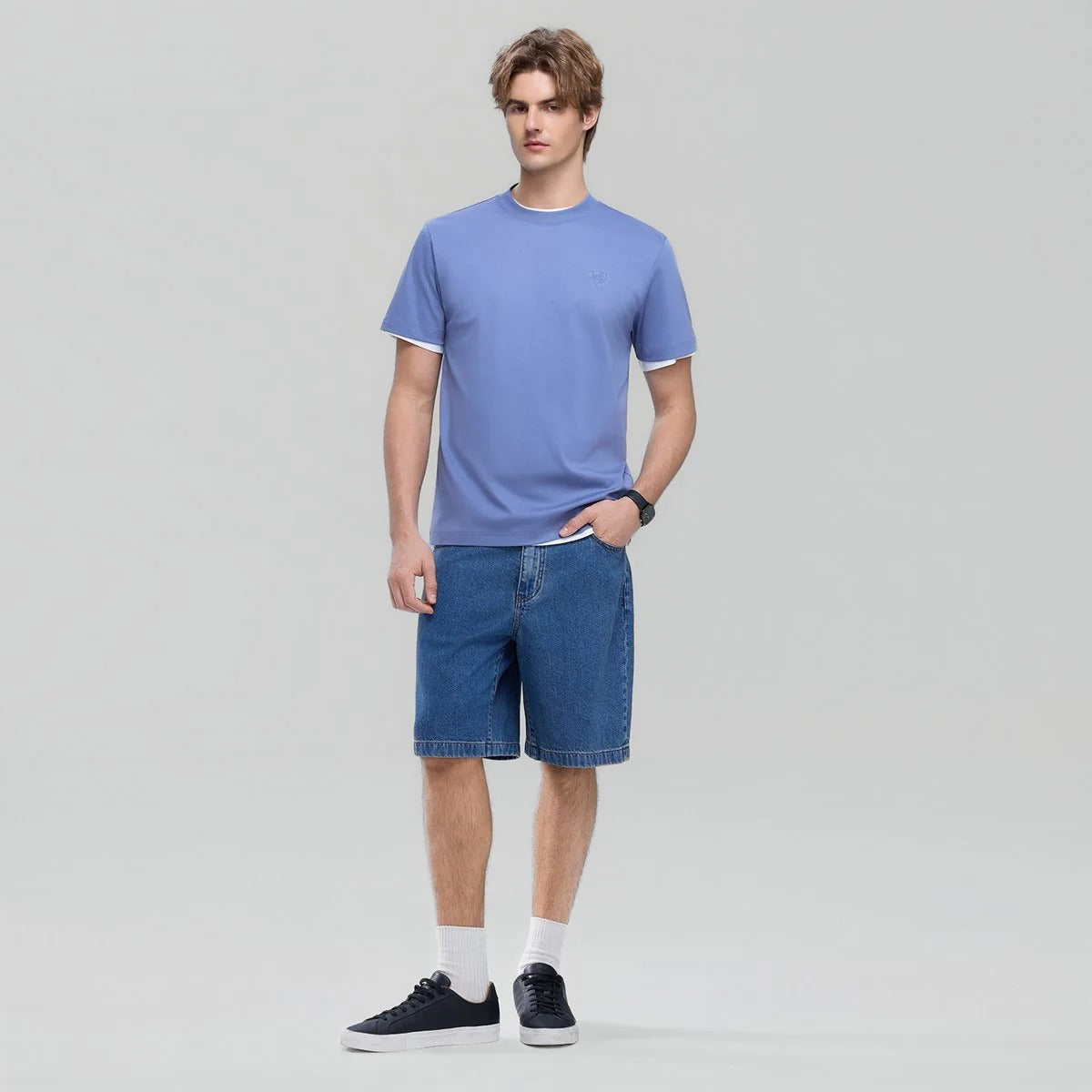 Men's Slim Fit Liquid Touch Cotton Crew Neck Tee (feel the difference)