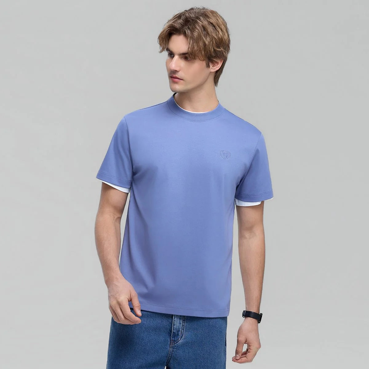 Men's Slim Fit Liquid Touch Cotton Crew Neck Tee (feel the difference)
