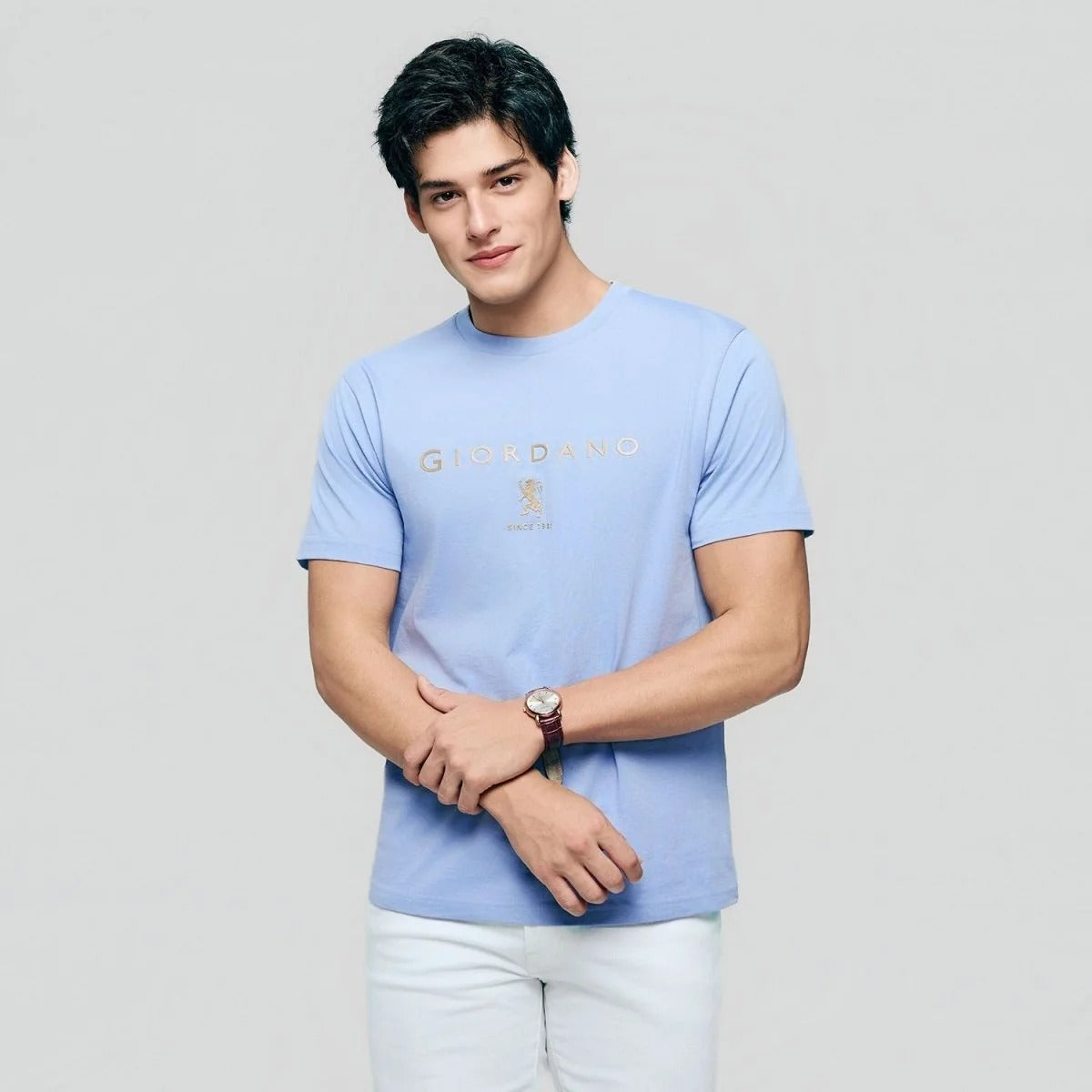 Men's Slim Cotton Crew Neck Signature Print Tee