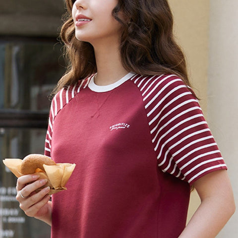 Women Cotton/Polyester Interlock Crewneck Short Sleeve Print Tee