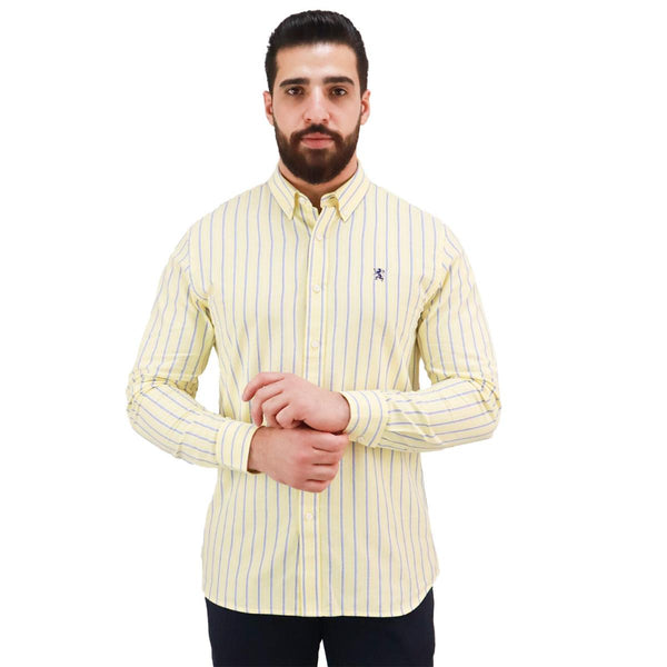 Cotton Oxford Long Sleeve Slim Embroidery Garment Wash Shirt