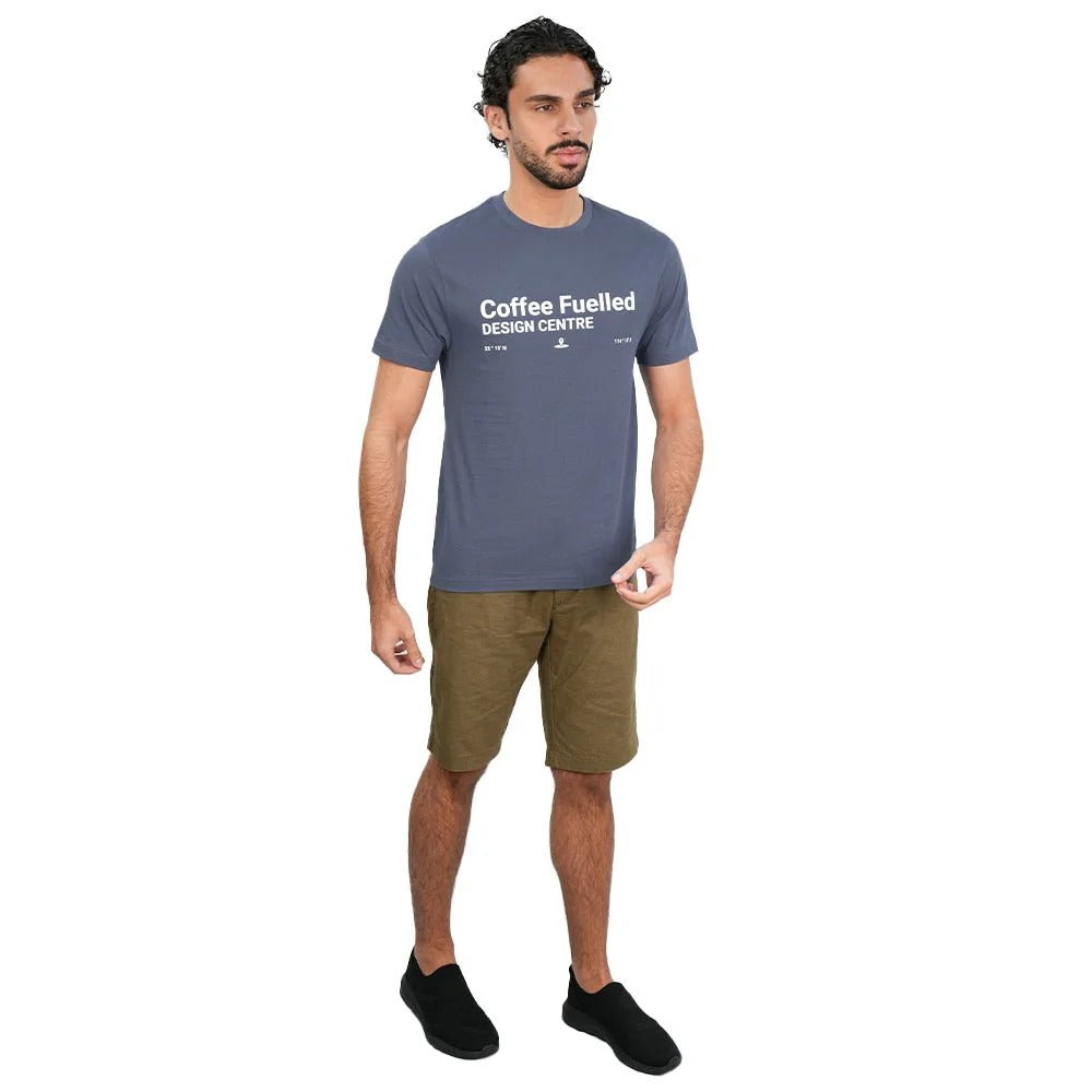 Men's Slim Cotton Crew Neck Message Print Tee