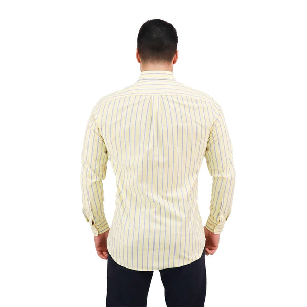 Cotton Oxford Long Sleeve Slim Embroidery Garment Wash Shirt