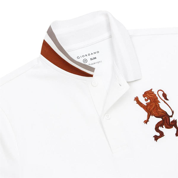 Cotton/Lycra Pique Knitted Collar Short Sleeve Slim Embroidery Bold Polo