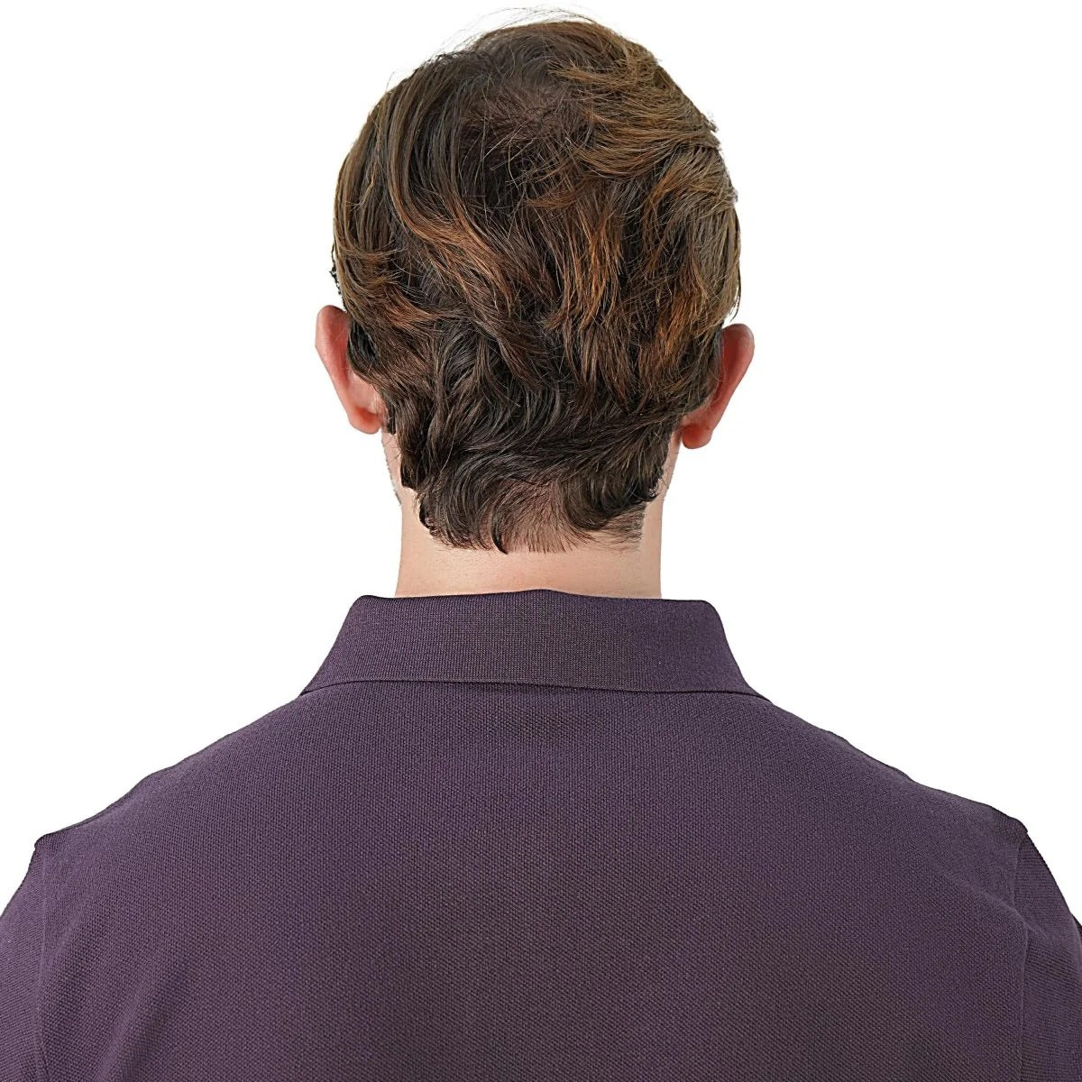 قميص بولو قطني بيكيه بياقة محبوكة مسطحة وأكمام قصيرة وقصة ضيقة مطرزة بلون سادة