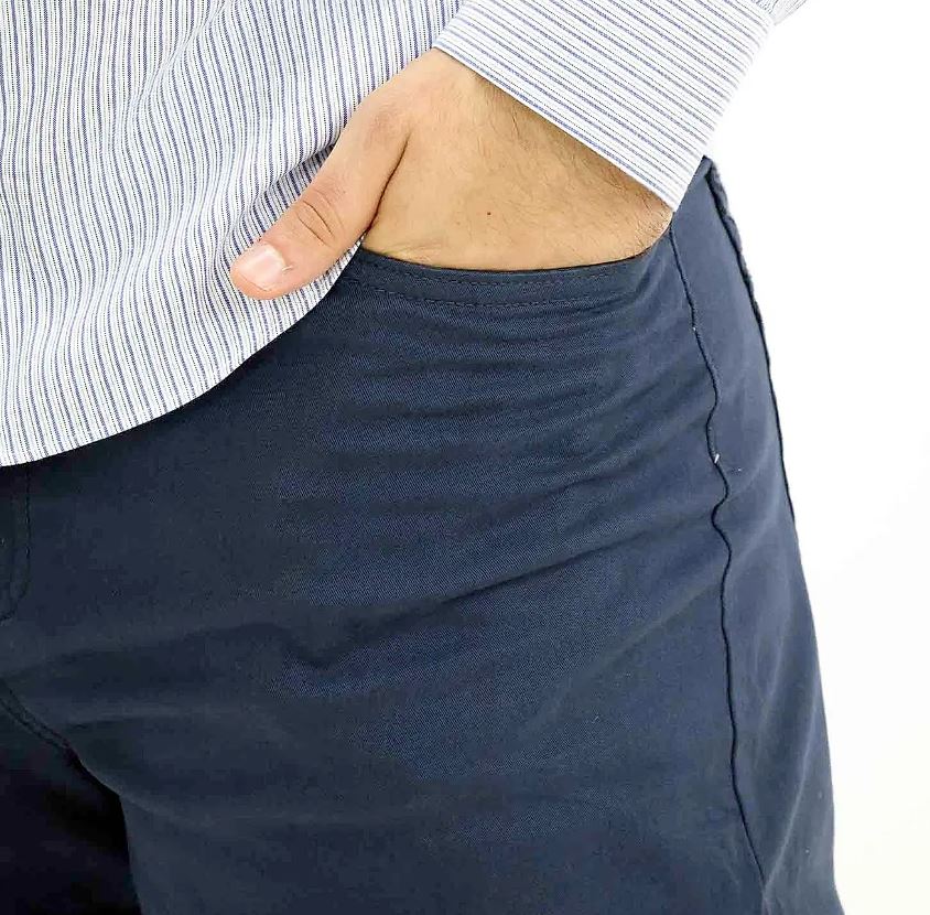 بنطال كاكي قطني/سباندكس بخصر عادي وقصة ضيقة (حزام خصر مطاطي 180)