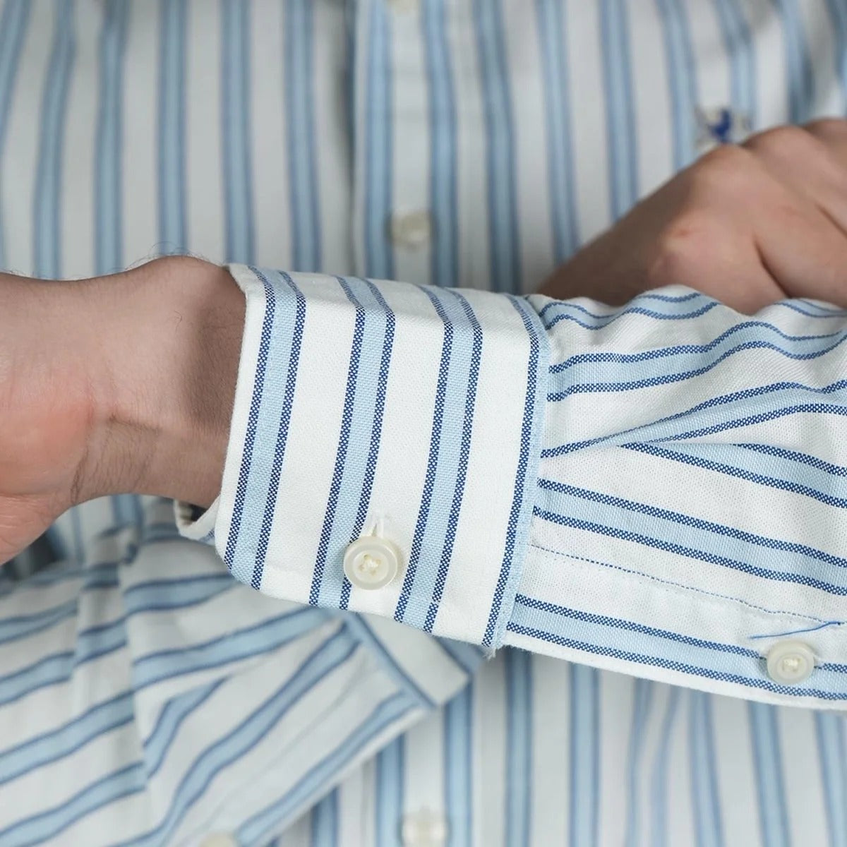 Cotton Oxford Long Sleeve Slim Embroidery Garment Wash Shirt