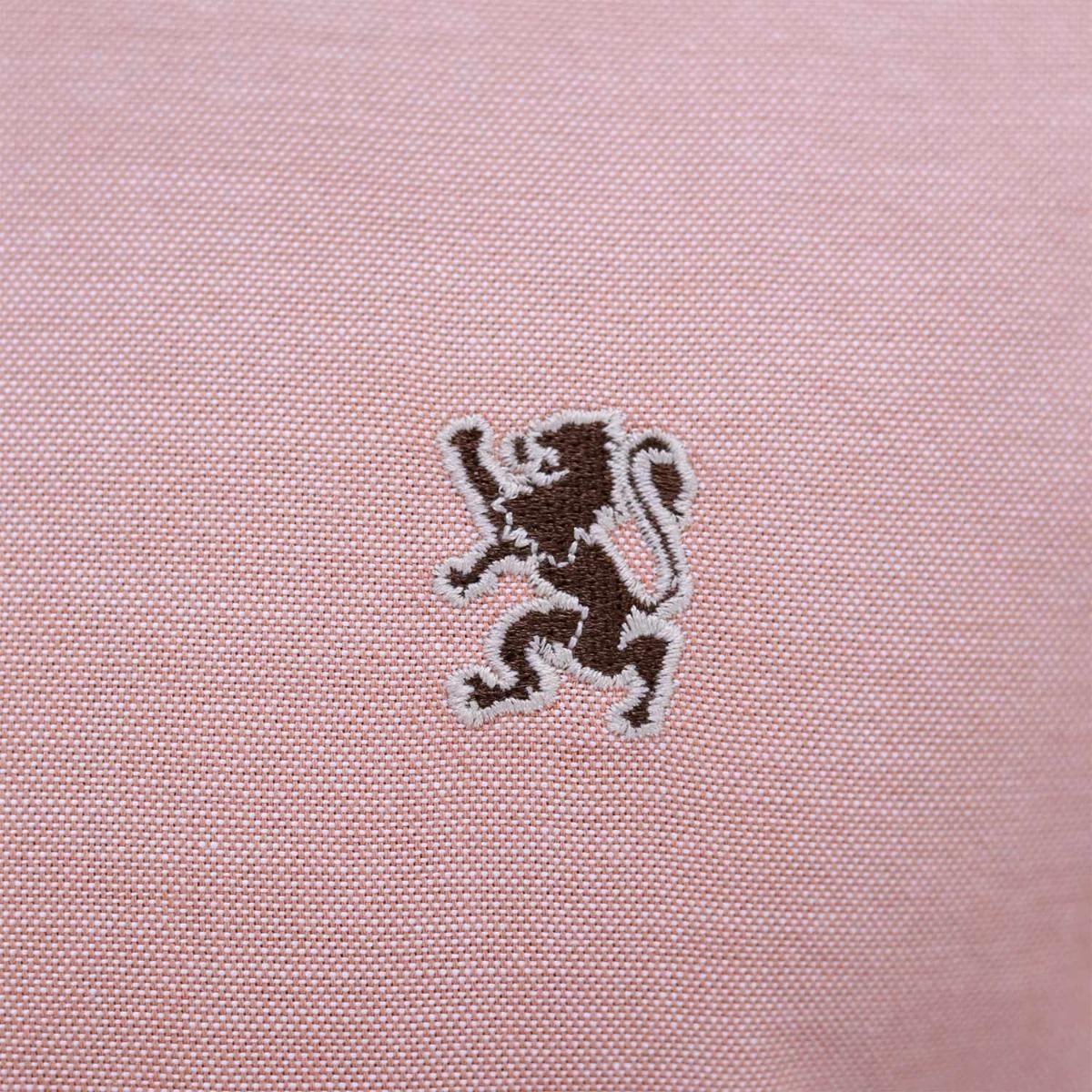 قميص قطني أكسفورد بأكمام طويلة وقصة ضيقة مطرزة، قابل للغسل