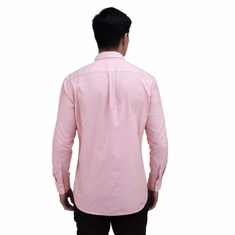 Cotton Oxford Long Sleeve Slim Embroidery Garment Wash Shirt